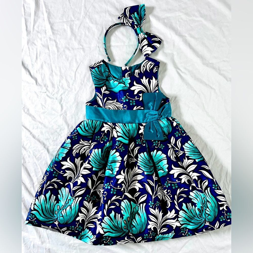 Dressed Up by Gymboree Girls Floral Party Dress w/ Headband Size 4T